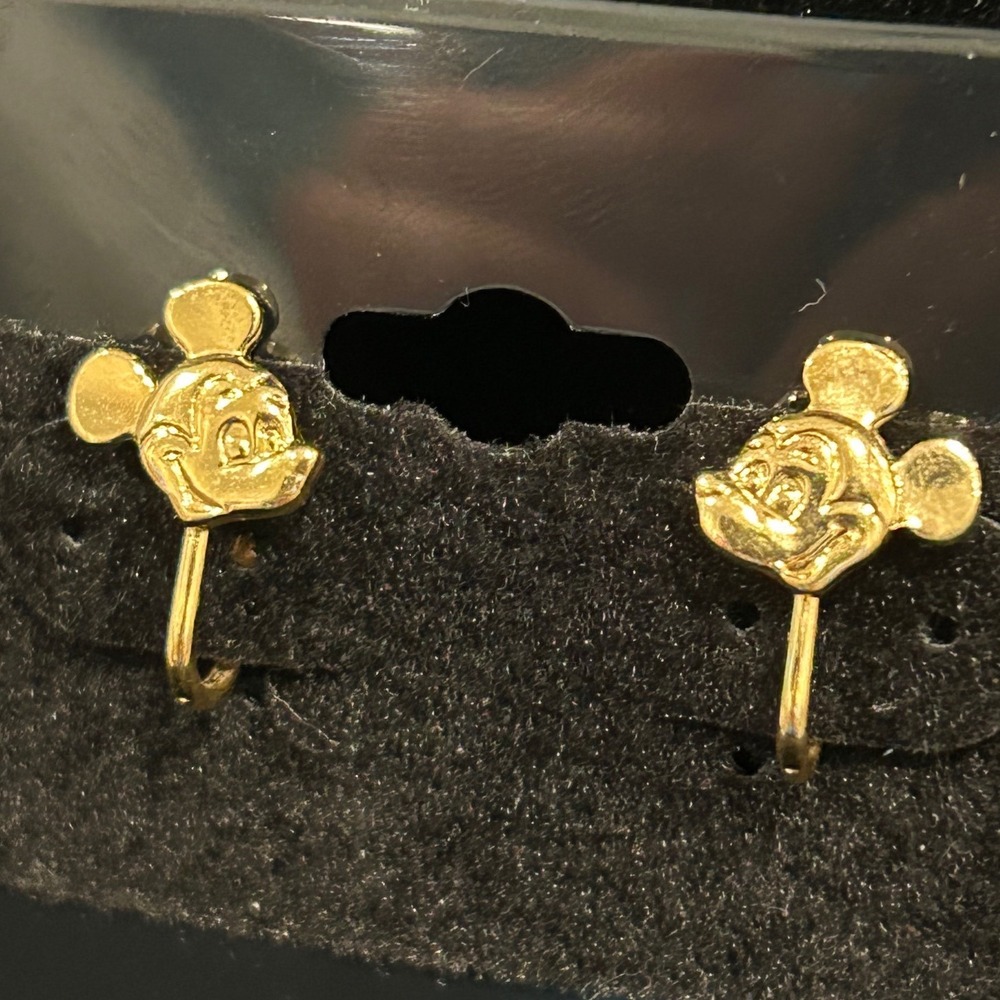 Vintage Disney Mickey Mouse Clip-on Gold Tone Earrings